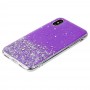 Чехол для iPhone Xs Max блестки + popsocket "светло-фиолетовый"