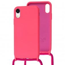 Чохол для iPhone Xr Lanyard без logo bright pink