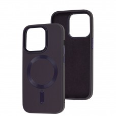 Чохол для iPhone 14 Pro Bonbon Leather Metal MagSafe dark purple