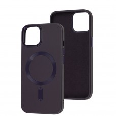 Чохол для iPhone 14 Bonbon Leather Metal MagSafe dark purple