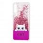 Чехол для Samsung Galaxy A70 (A705) Блестки вода кот розовый