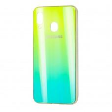 Чехол для Samsung Galaxy A20 / A30 Aurora с лого зеленый