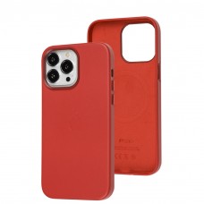 Чехол для iPhone 14 Pro Max Leather with MagSafe crimson