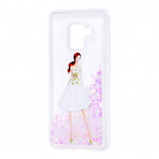 Чехол для Samsung Galaxy A8 2018 (A530) вода светло-розовый "девушка в белом платье" 