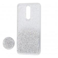 Чохол для Xiaomi Redmi 8 Fashion блискітки + сріблястий popsocket