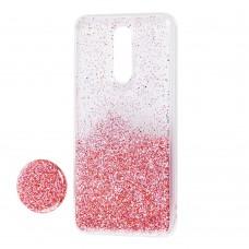 Чехол для Xiaomi Redmi 8 Fashion блестки + popsocket розовый