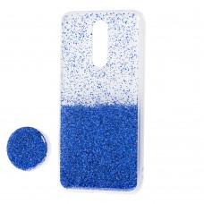 Чехол для Xiaomi Redmi 8 Fashion блестки + popsocket синий