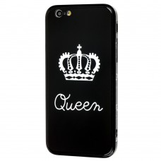 Чехол для iPhone 6 HQ glass "королева" черный