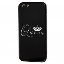 Чехол для iPhone 6 HQ glass "королева 01" черный