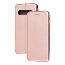 Чохол книжка Premium для Samsung Galaxy S10 (G973) рожево-золотистий
