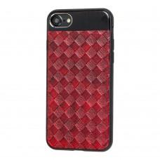 Чехол Leather Design для iPhone 7 / 8 case бордовый под магнитный держатель