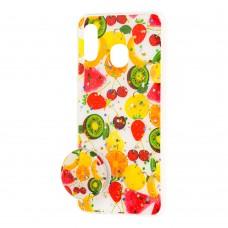 Чехол для Samsung Galaxy A20 / A30 силикон + popsocket "фрукты"