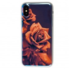 Чехол для iPhone X силикон перламут роза
