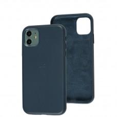 Чехол для iPhone 11 Leather classic Full indigo blue