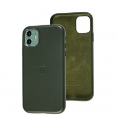 Чохол для iPhone 11 Leather classic Full military green