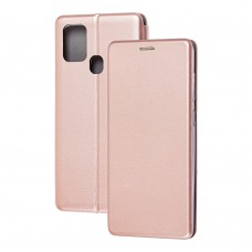Чохол книжка Premium для Samsung Galaxy A21s (A217) рожево-золотистий