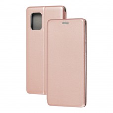 Чехол книжка Premium для Xiaomi Mi 10 Lite розово-золотистый
