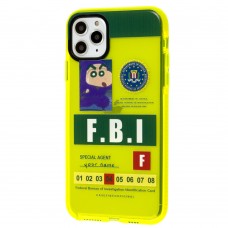 Чехол для iPhone 11 Pro Max Neon print FBI желтый / зеленый