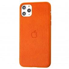 Чохол для iPhone 11 Pro Max Leather cover помаранчевий