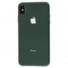 Чехол для iPhone Xs Max Silicone матовый темно-зеленый