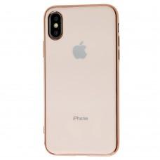 Чехол для iPhone X / Xs Silicone case матовый (TPU) розово-золотистый