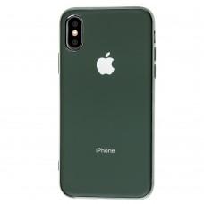 Чохол для iPhone X / Xs Silicone case матовий (TPU) темно-зелений