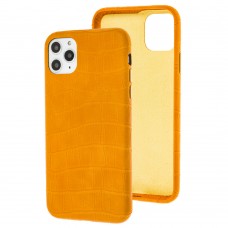 Чохол для iPhone 11 Pro Max Leather croco full жовтий