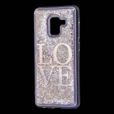 Чехол для Samsung Galaxy A8 2018 (A530) вода серебристый "Love" 