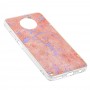 Чехол для Xiaomi Redmi Note 9T Marble блестки розовый