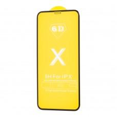 Защитное стекло 6D для iPhone X / Xs / 11 Pro черное (OEM)