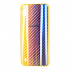 Чехол для Samsung Galaxy A10 (A105) Carbon Gradient Hologram золотистый