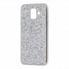 Чехол для Samsung Galaxy A6 2018 (A600) Shining sparkles с блестками серебристый
