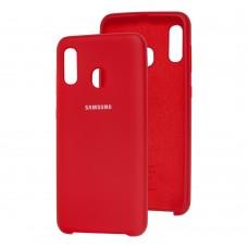 Чохол для Samsung Galaxy A20/A30 Silky Soft Touch темно-червоний