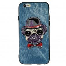 Чохол Embroider Animals Jeans для iPhone 6 синій "собака в капелюсі"