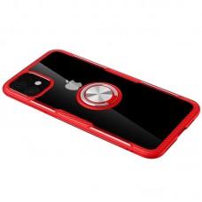 Чехол для iPhone 11 Deen CrystalRing с кольцом красный