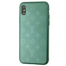 Чохол для iPhone X / Xs glass LV зелений