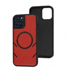 Чехол для iPhone 12 Pro Max MagSafe eco-leather + MagSafe popSocket red