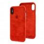 Чехол для iPhone X / Xs Alcantara 360 красный