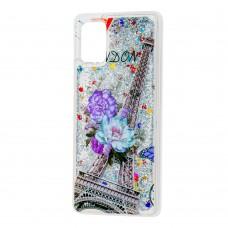 Чехол для Samsung Galaxy A71 (A715) Блестки вода new Эйфелева башня