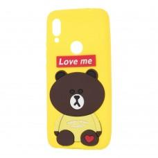 Чехол для Xiaomi Redmi 7 мишка "Love Me" желтый