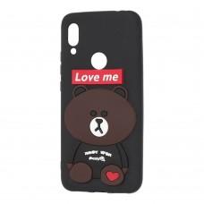Чехол для Xiaomi Redmi 7 мишка "Love Me" черный