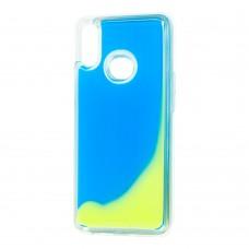 Чехол для  Samsung Galaxy A10s (A107) "жидкий песок" голубой