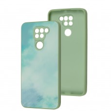 Чехол для Xiaomi Redmi Note 9 Marble Clouds turquoise