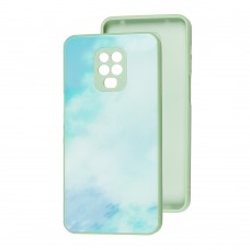 Чехол для Xiaomi Redmi Note 9s / Note 9 Pro Marble Clouds turquoise