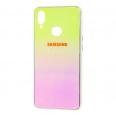 Чохол для Samsung Galaxy A10s (A107) Rainbow glass з лого зелений