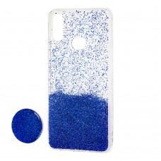Чохол для Samsung Galaxy A10s (A107) Fashion блискітки + popsocket синій