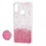 Чехол для Samsung Galaxy A10s (A107) Fashion блестки + popsocket розовый