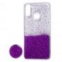Чехол для Samsung Galaxy A10s (A107) Fashion блестки + popsocket фиолетовый