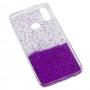 Чехол для Samsung Galaxy A10s (A107) Fashion блестки + popsocket фиолетовый