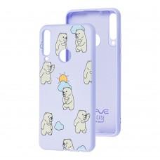 Чехол для Huawei Y6p Wave Fancy cute bears / light purple
